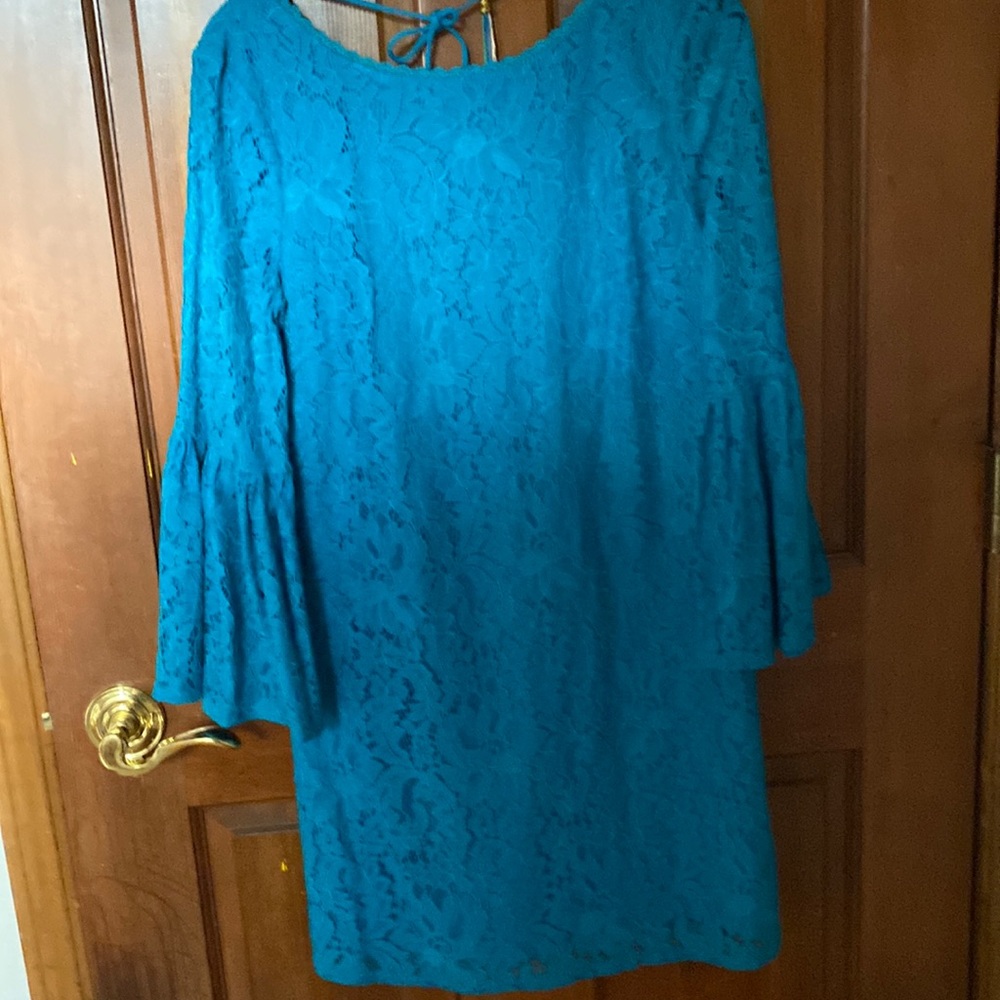 Laundry Never worn turquoise color lace dress